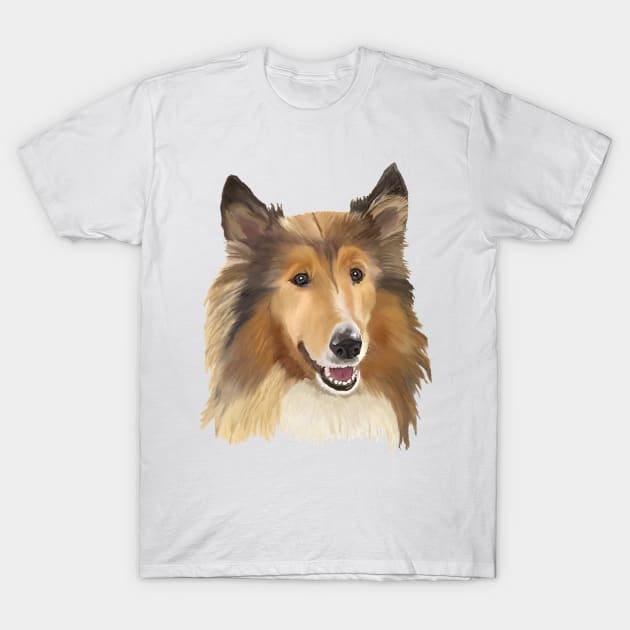 Collie on White Background T-Shirt by ArtistsQuest